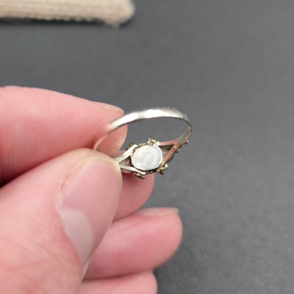 Size 6.75 Sterling Silver Genuine White Pearl Band Ring A6457 - Picture 4 of 7